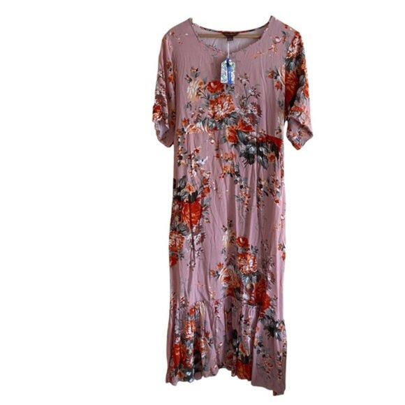 April Cornell Briar ROne Sizee Occasion Dress Woman Large Floral Pink Pocket Coq - Picture 1 of 16
